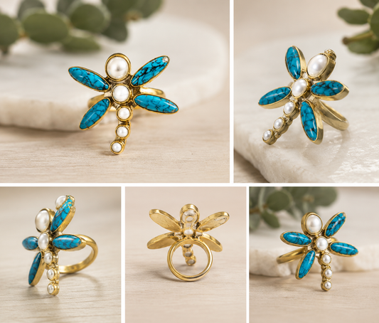 Dragonfly Seaglass Jen Stone Ring