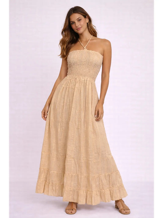 Strapless Cotton Dress with Pockets