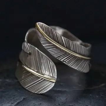 Sterling Silver Adjustable Feather Wrap Ring