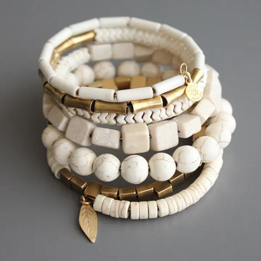 Ceremonial Stone and Brass Wrap Bracelet