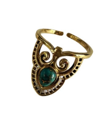 Obi Decorative Turquoise Brass Ring