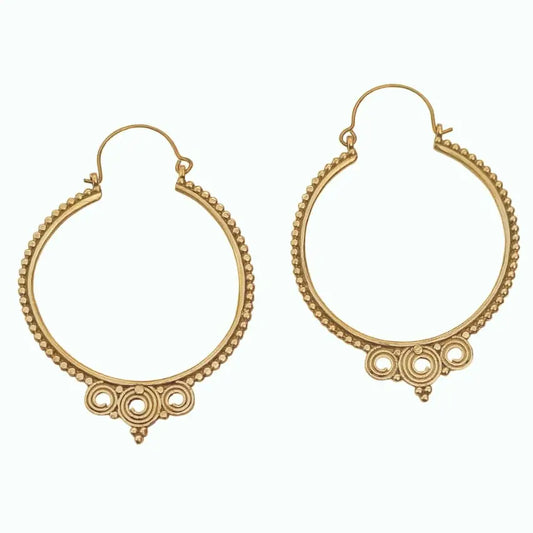 Brass Dotted Circles Hoop Earrings