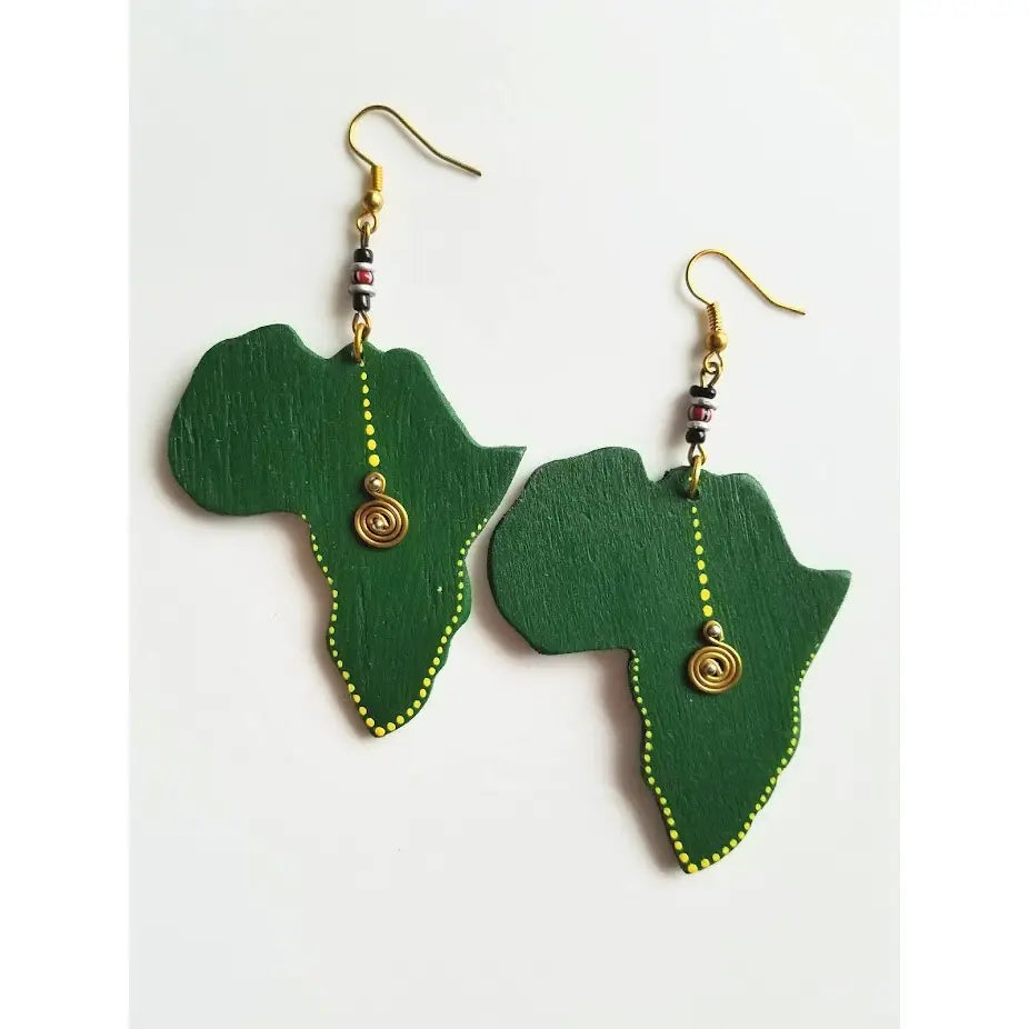 Mbao Wooden Continent Earrings