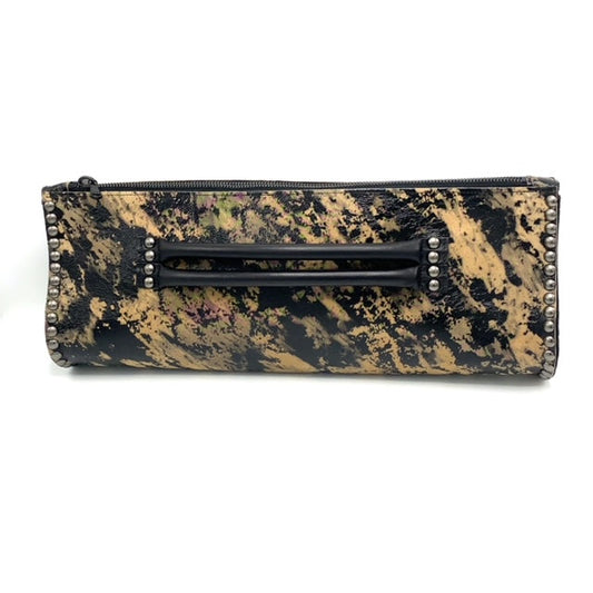 Oversized Handle Clutch Marble Leather