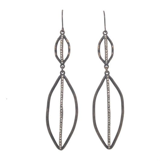 Double Crystal Leaf Earrings
