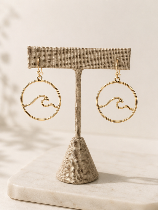 Small Brass Hoop Wave Earrings