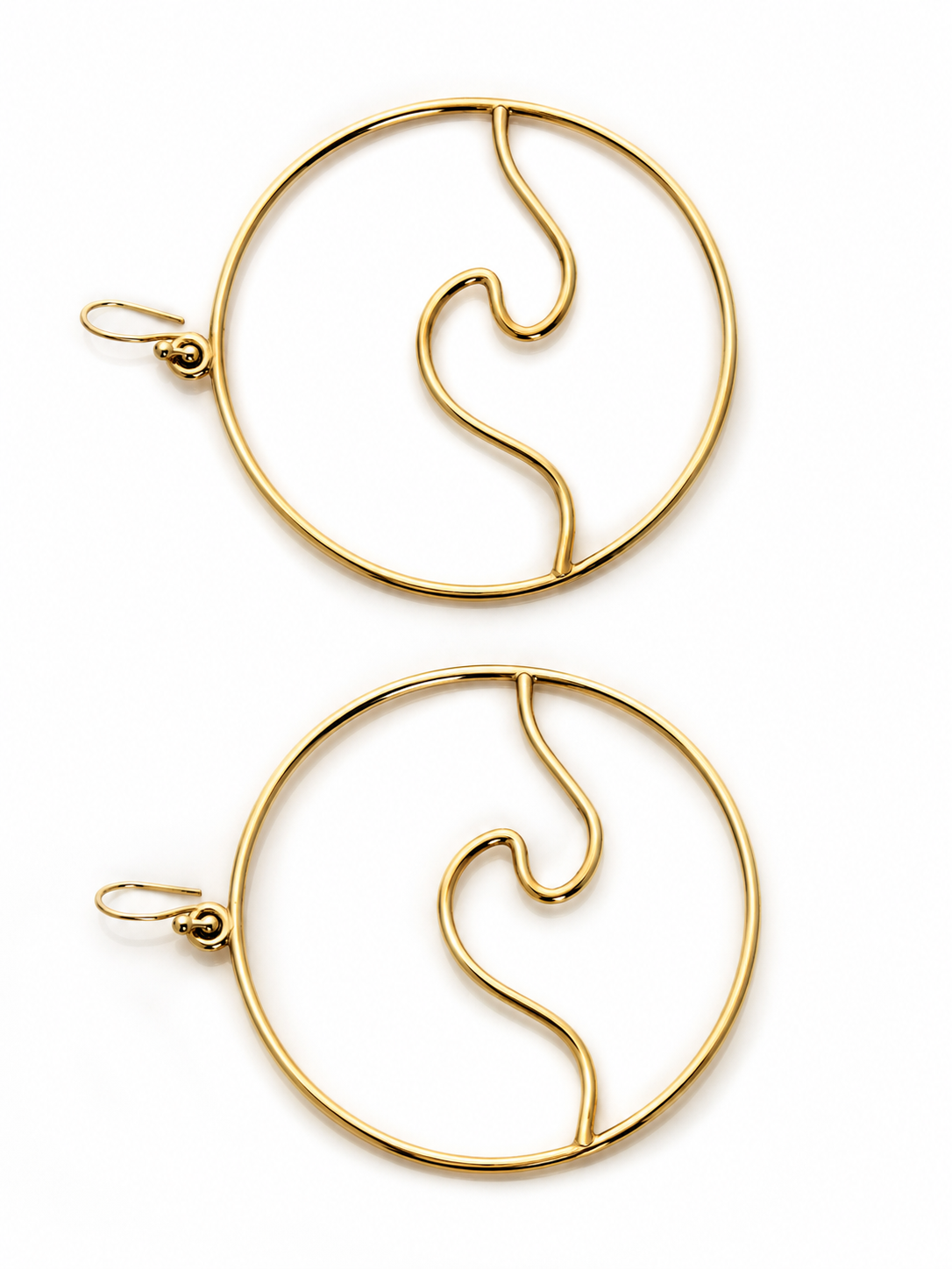 Large Hoop Waves Brass Earring