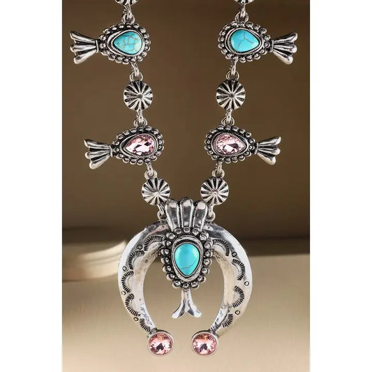 Squash Blossom Crystal Statement Necklace