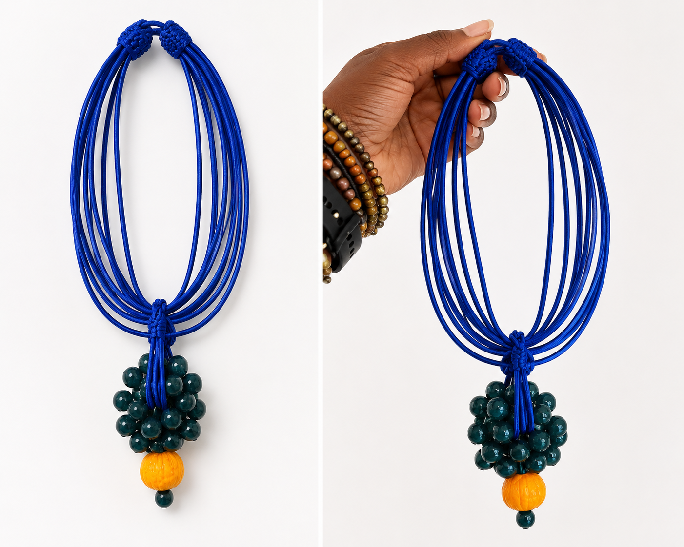 Cobalt Blue Multi-Strand Statement Necklace
