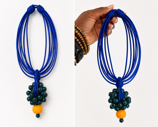 Cobalt Blue Multi-Strand Statement Necklace