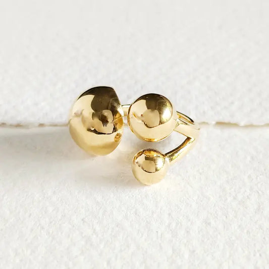 18k Gold Plated Modern Triple Moon Chunky Bold Ring