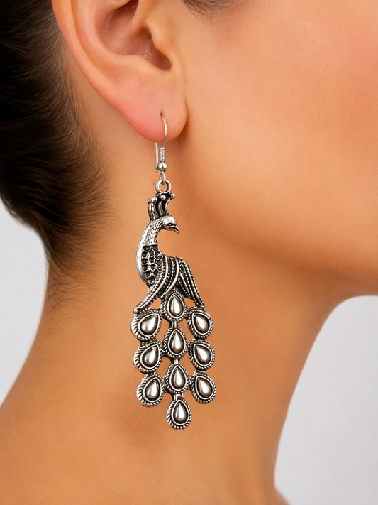 Antique Silver Plated Bohemian Style Earrings