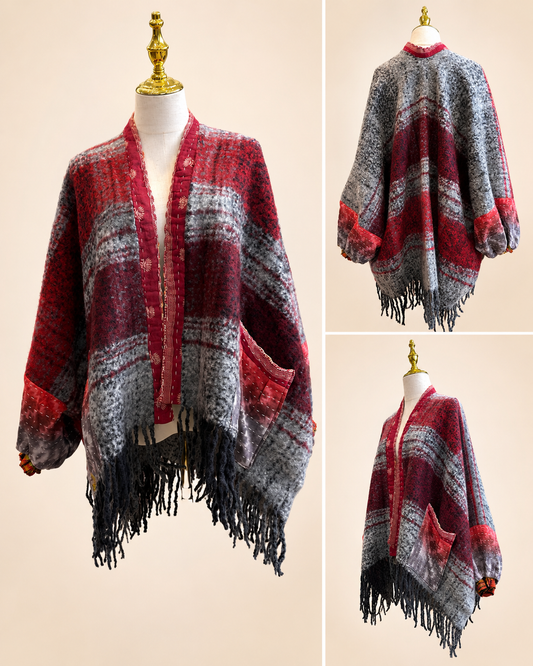 Crimson Heritage Handmade Sweater Kimono