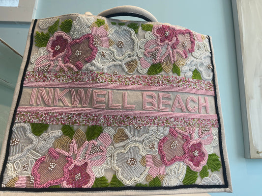 Pink and Green Inkwell Beach Canvas Tote bag