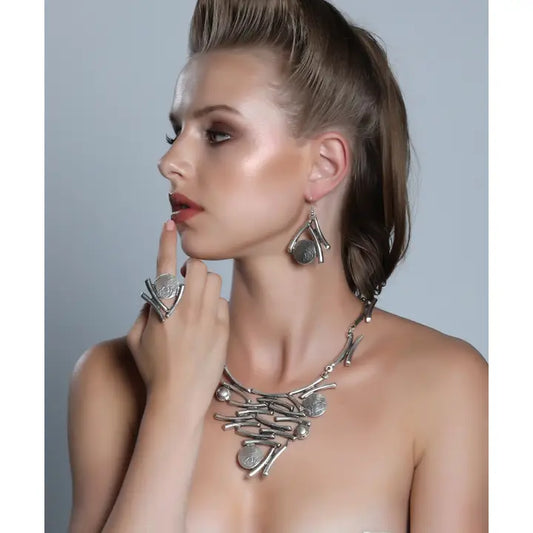 Antique Silver Pointed Triangle Necklace