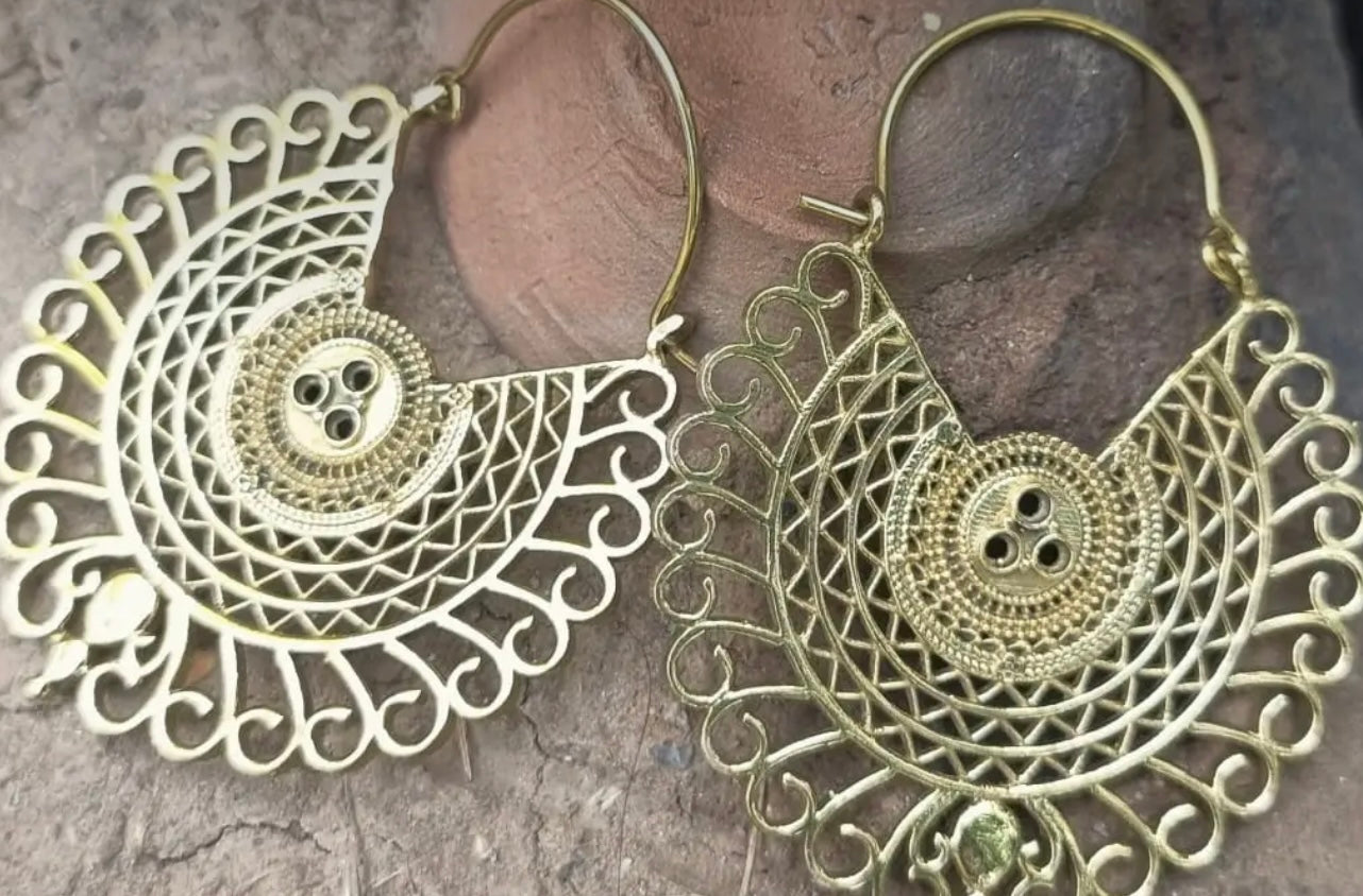 Tribal Brass Hoops