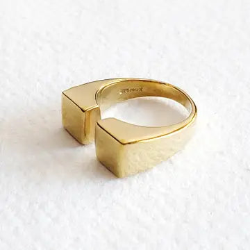 Double Bar Brass Square Modern Rings