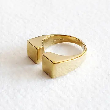 Brass bar double square modern Rings | Double Bar