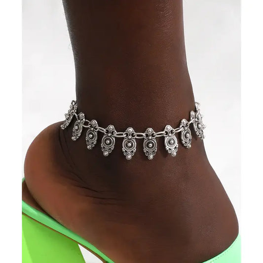 Handmade Silver Plated Boho Design Anklet (long)