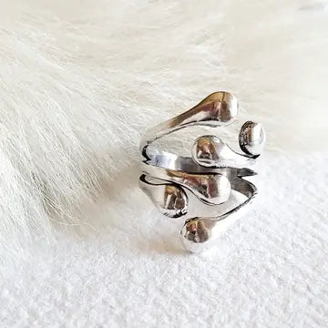 Silver Ring Molten Cluster Handmade