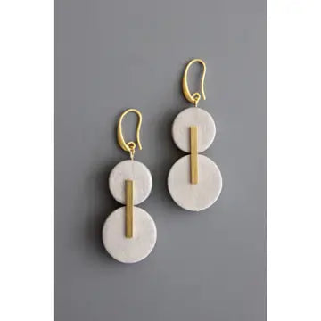 Gray Wood and Brass Earring
