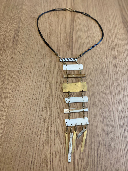 Mwangi Batik Ladder Brass Necklace