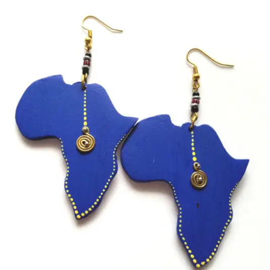 Mbao Wooden Continent Earrings