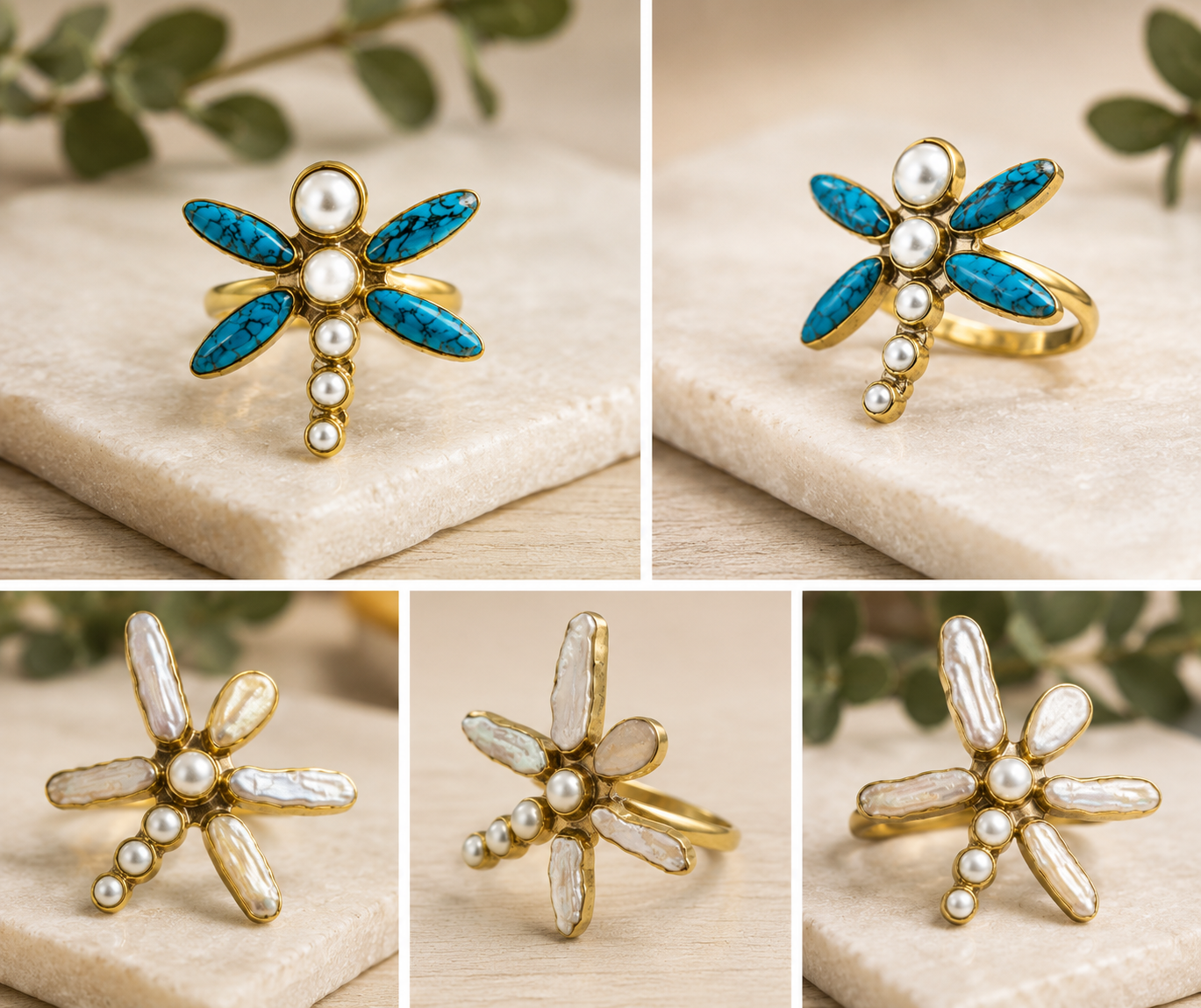 Dragonfly Seaglass Jen Stone Ring