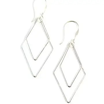 Rhombus Dangle Earrings - Silver