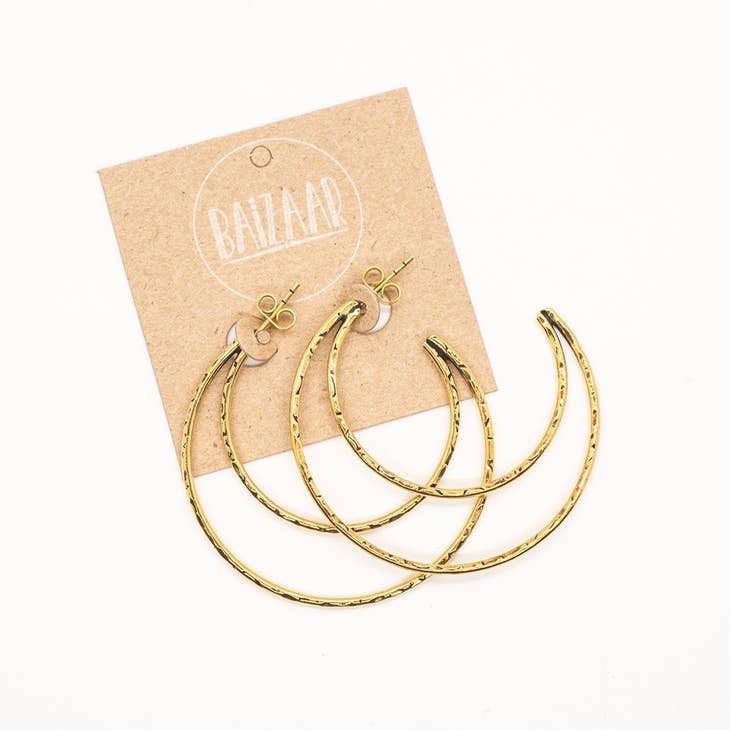 Brass Open Crescent Earring