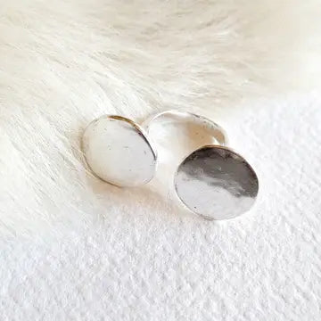 Silver Ring Disc Moon Handmade Adjustable