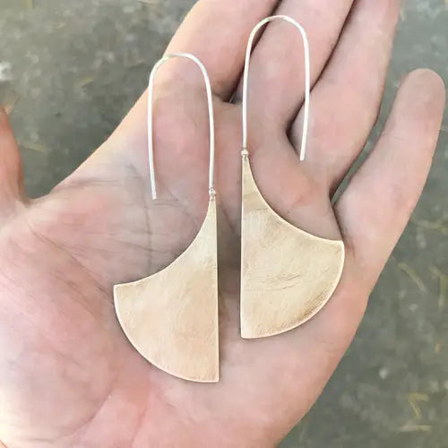 Brass Machete Earrings Long Silver Hook