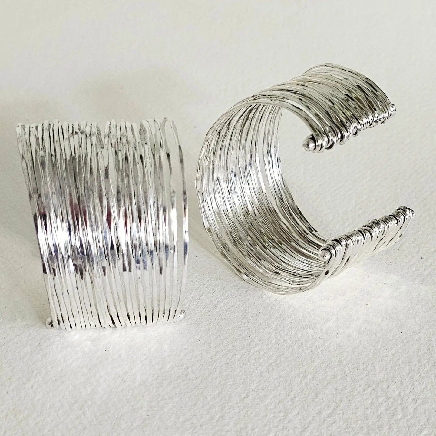 Multi Layered Brass Wire Cuff Bracelet (Silver & Gold)