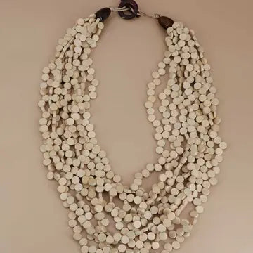 Elegant Beige Twisted Strand Necklace