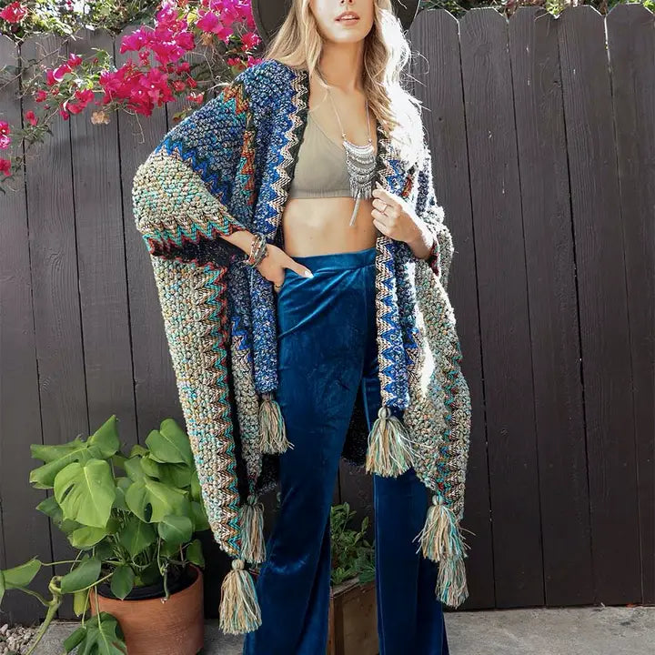 Boho Horizon Wrap (Cobalt, Mustard and Magenta)