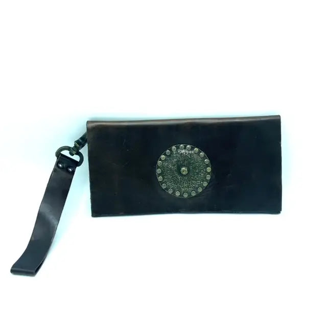 Round Medallion Wristlet Clutch
