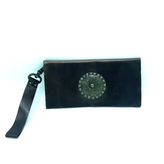 Round Medallion Wristlet Clutch