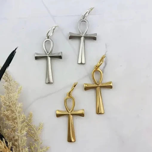 Ankh Brass Earrings