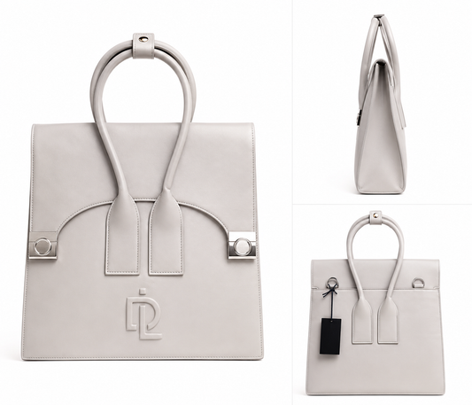 Debra Lee Circle Handle Tote – Creme Large