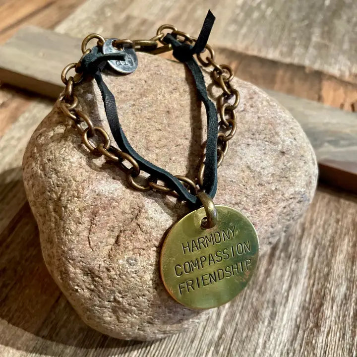 Harmony Compassion Leather and Brass Livvy Bracelet