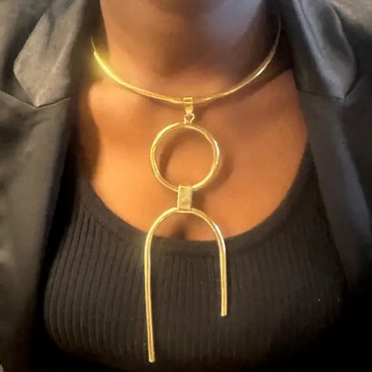 Emelda O and D Brass Choker Necklace