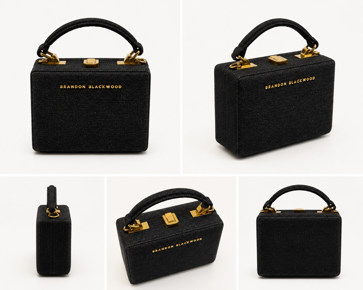 Brandon Blackwood Black Denim Crossbody Bag