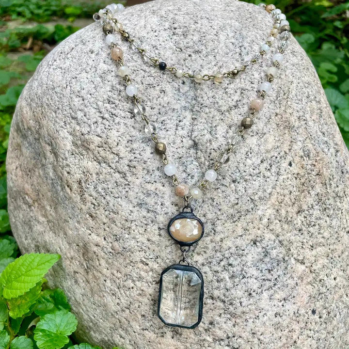 Layered Crystal Pendant Necklace