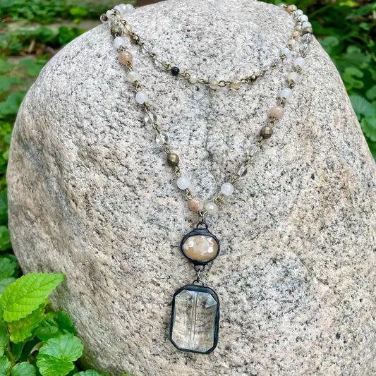 Layered Crystal Pendant Necklace