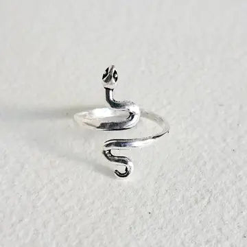 Silver Snake Serpent Cobra Ring Adjustable Handmade