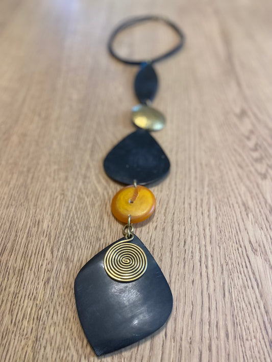Mwangi Bone & Amber Pendant Necklace