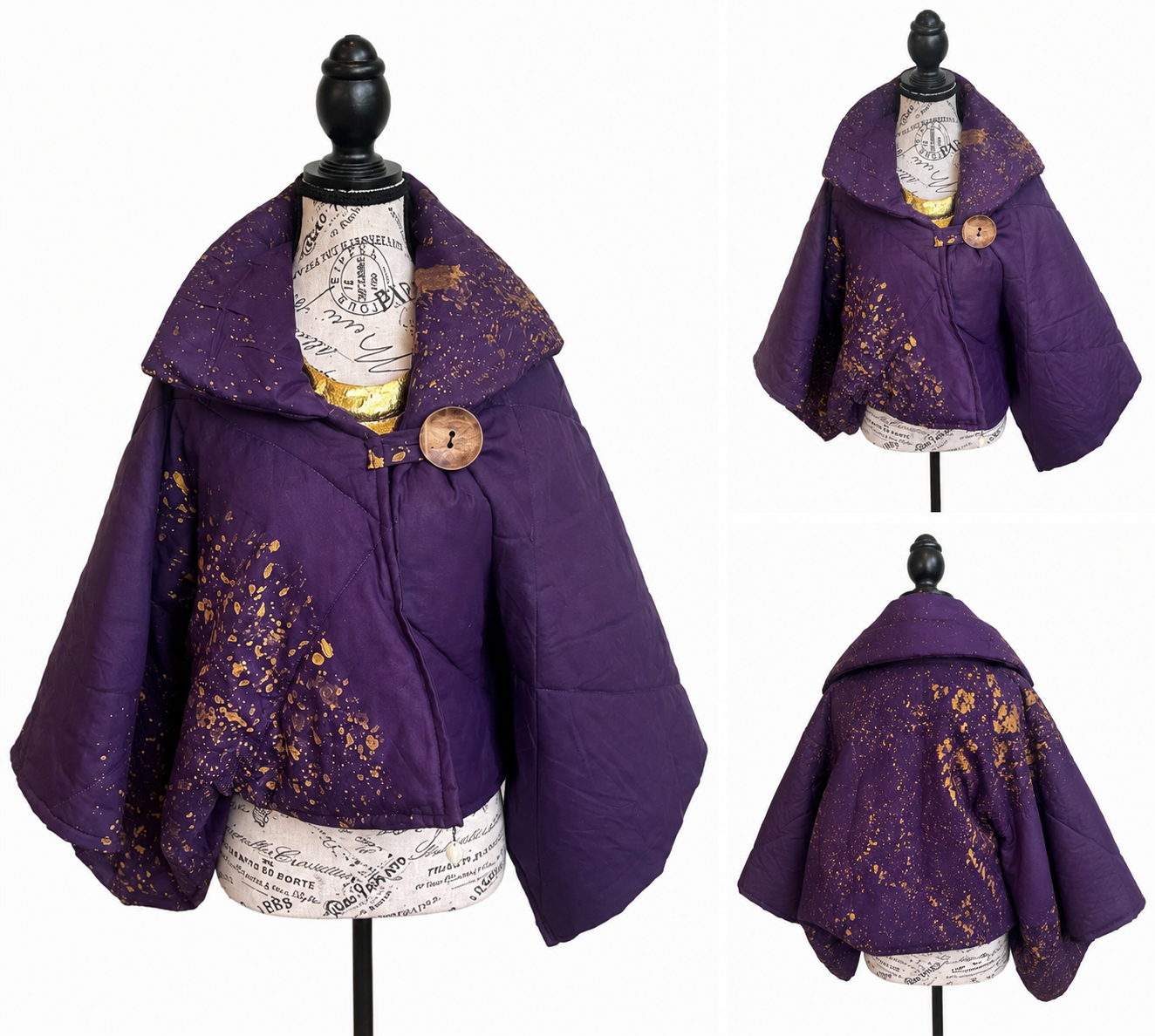 Osun Crop Puffer Jacket (Handcrafted)- Purple