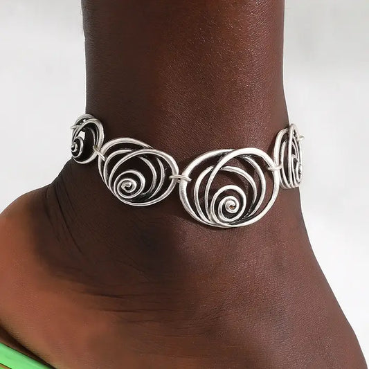 Handmade Silver Plated Spiral Design Anklet