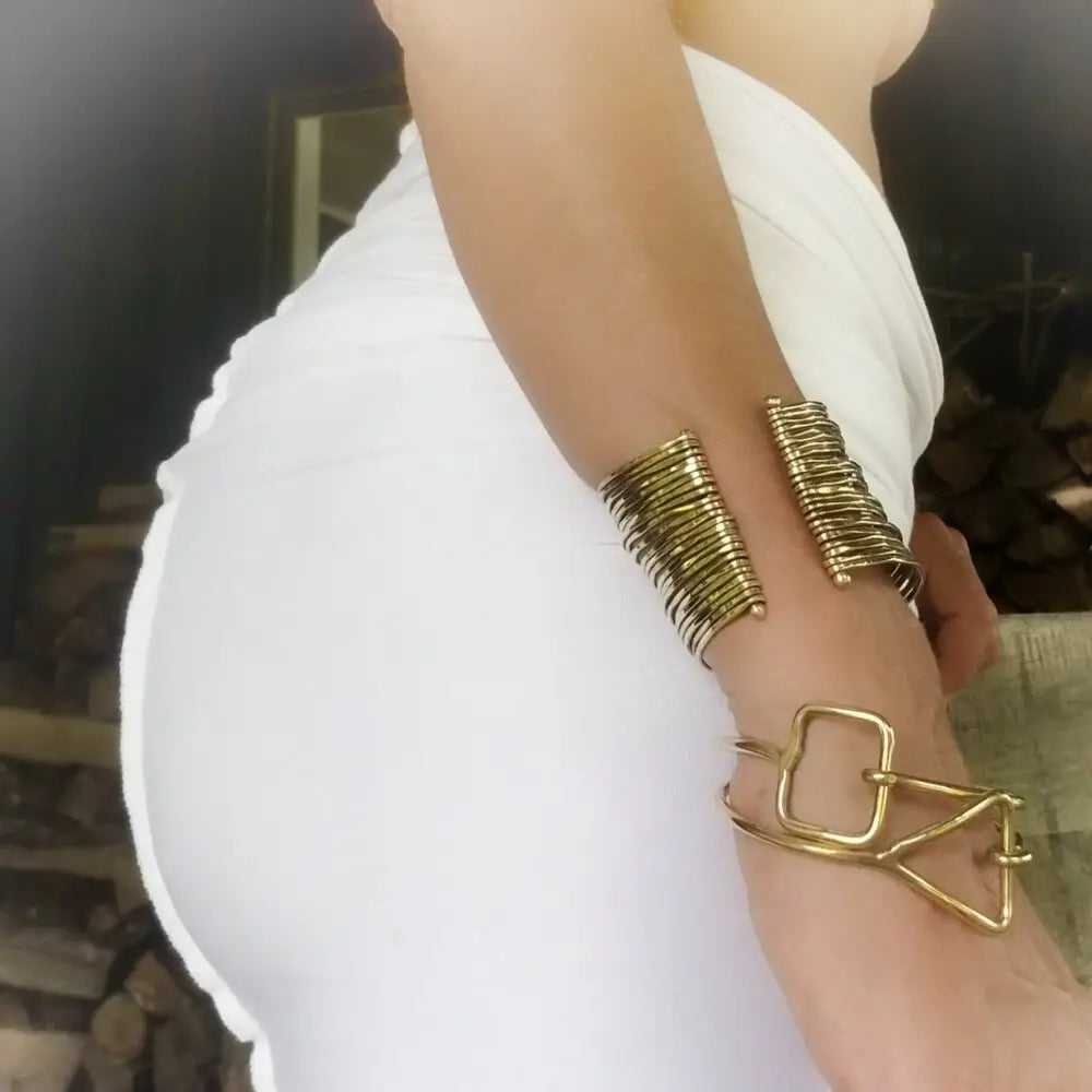Hammered Bracelet Bands - Silver & Gold - Adjustable