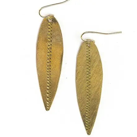 Leaf Recycled Brass Dangle Earrings